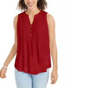 Charter Club Pleated Clip Dot Top Medium